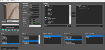 Modifikátor pro editaci sestavy, materiálu a obrábění
