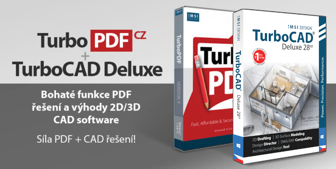 TurboPDF TurboCAD Deluxe PDF prevod do word excel CAD 2D 3D kresleni vizualizace2V - CAD &amp; PDF = TurboCAD Deluxe + TurboPDF v akční ceně do 17. 12. 2022