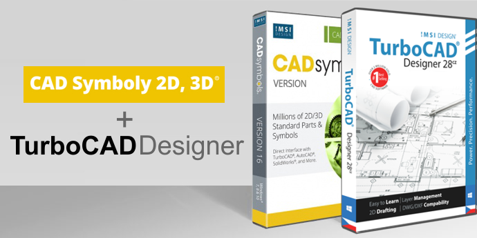 TurboCAD Designer CAD Symbols TurboPDF pro kresleni 2D 3D vizualizace PD..2. - TurboCAD Designer 28 CZ + 30 miliónů CAD Symbols