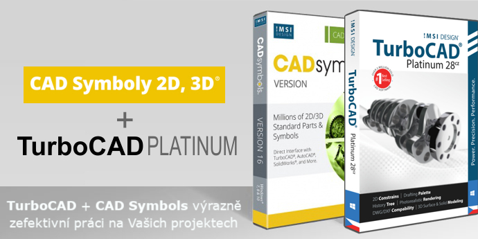TurboCAD Platinum CAD Symbols TurboPDF pro kresleni 2D 3D vizualizace PD 2C.2 - TurboCAD Platinum 28 CZ + přes 30 miliónů CAD Symbols