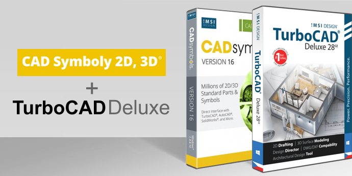 TurboCAD Platinum CAD Symbols TurboPDF pro kresleni 2D 3D vizualizace PD... - TurboCAD Deluxe 28 CZ + přes 30 miliónů CAD Symbolů