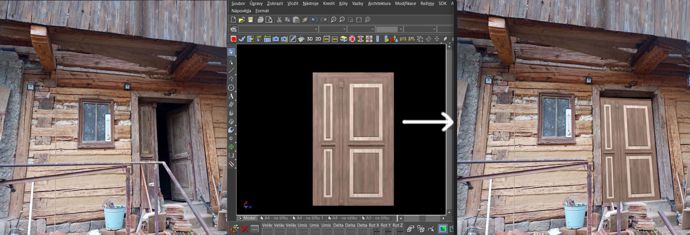 Ukázka fotomontáže návrhu 3D modelu dveří vytvořených v DAEX DESIGN